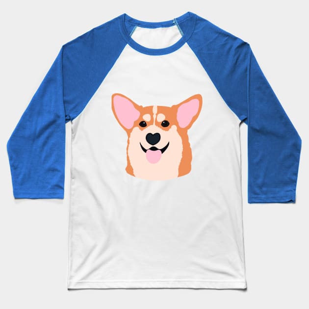 Corgi Smile Red Baseball T-Shirt by Clarmeleon